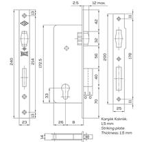 Kale 154 Serisi Silindirli Gömme Kilit Köşeli 40 mm Nikel