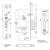 Kale 252 R Monoblok Çelik Kapı Gömme Kilidi Krom Köşeli
