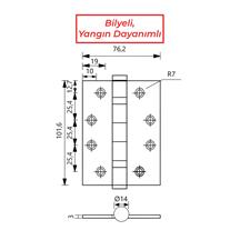 SOHO Yaprak Menteşe Paslanmaz Çelik 304 Kalite Köşeli Saten 101.6x76.2x3mm