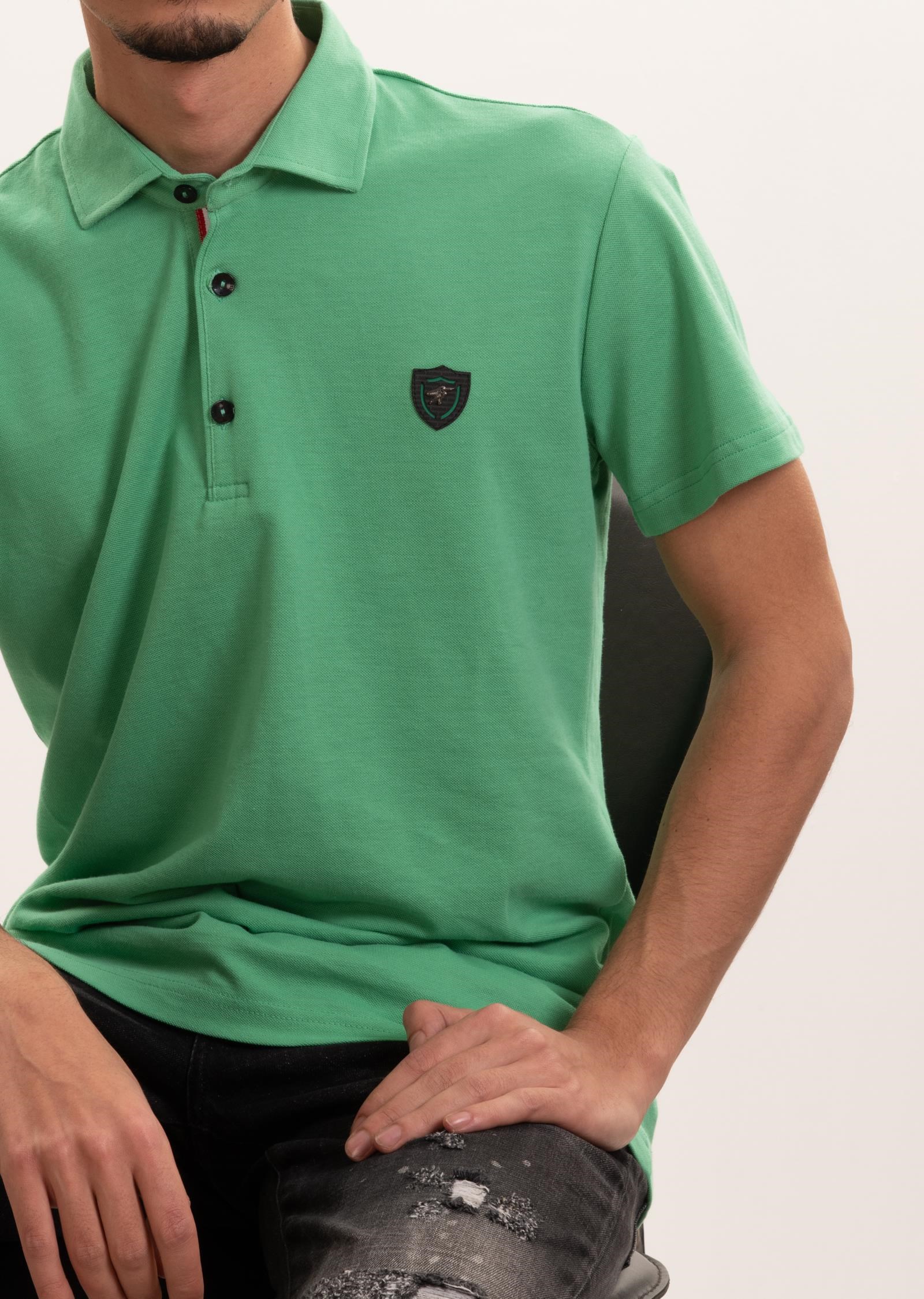 Armalı Polo Yaka Yeşil T-Shirt