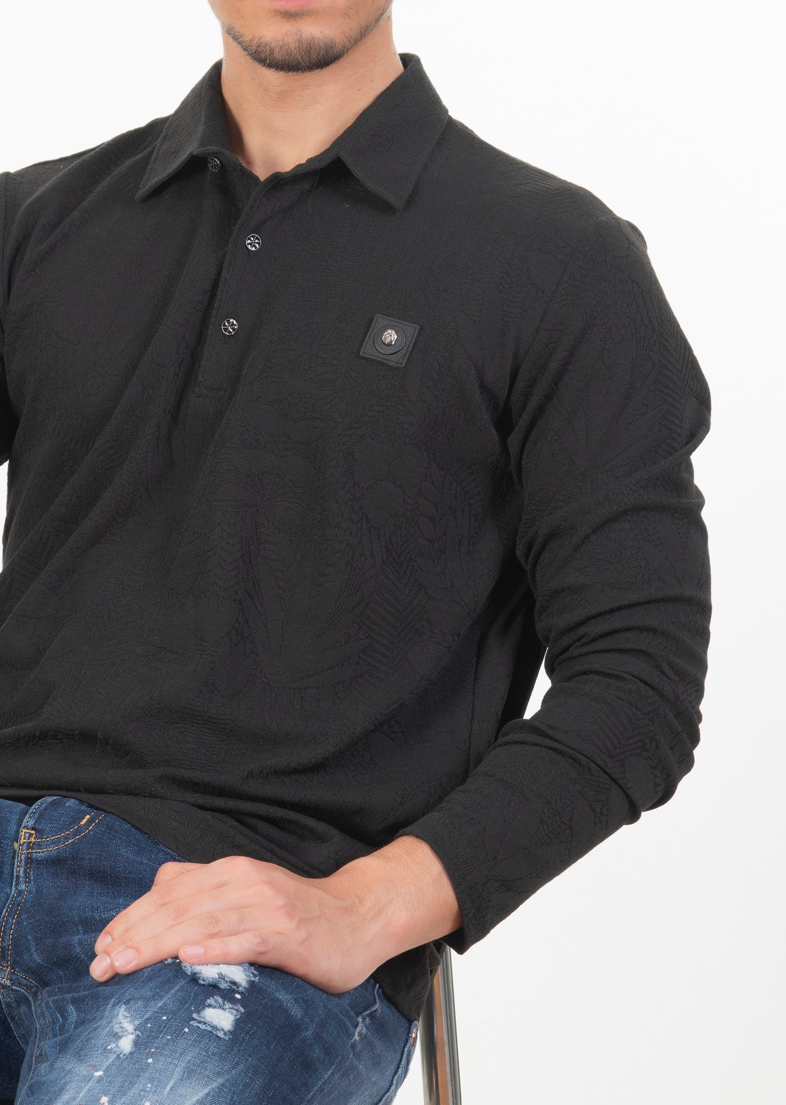 Desenli Siyah Sweatshirt