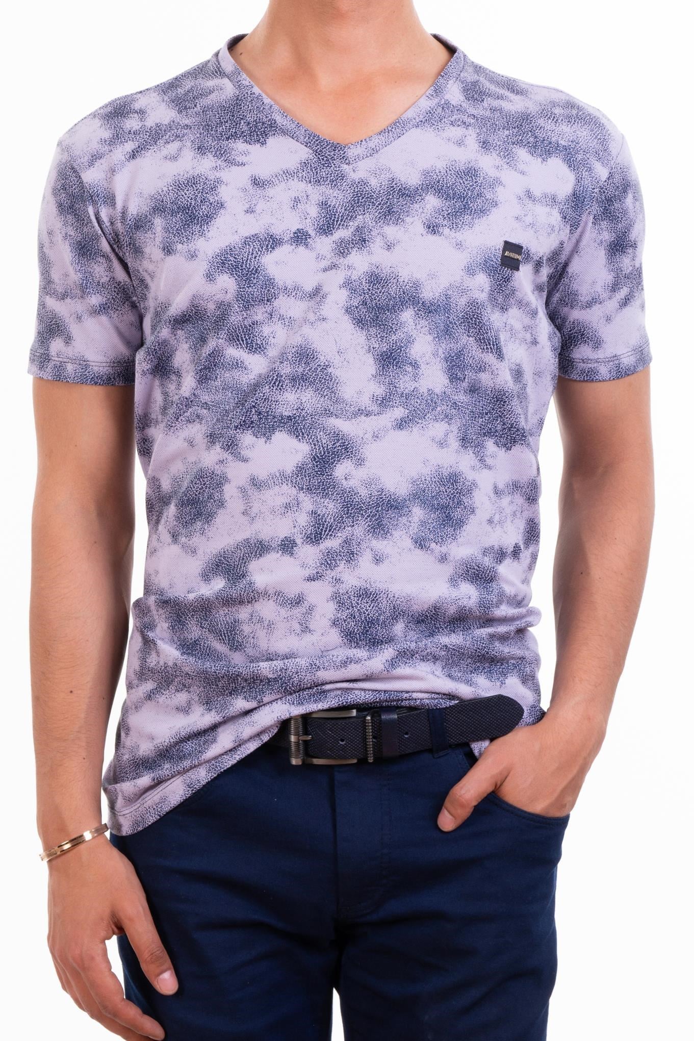Dijital Baskı Mavi T-Shirt