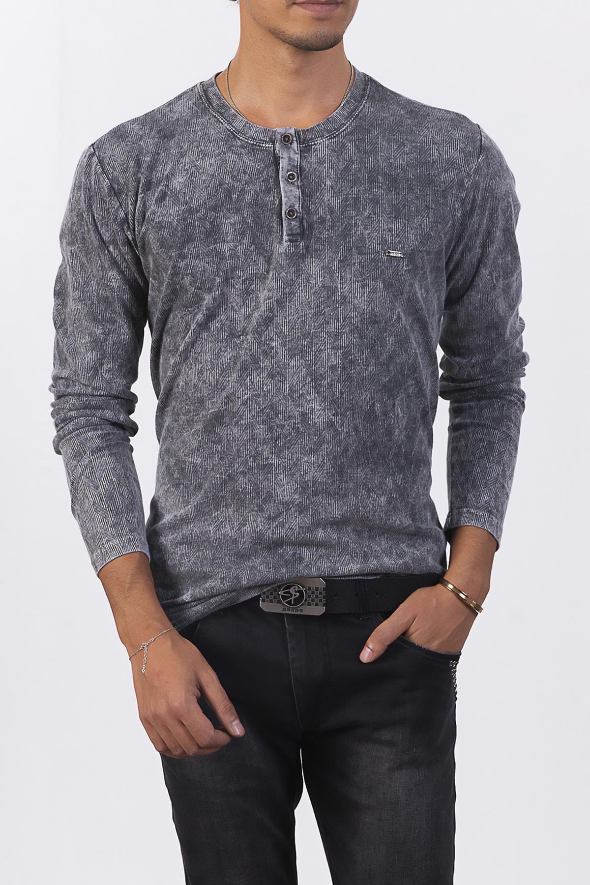 Gri Desenli Sweatshirt