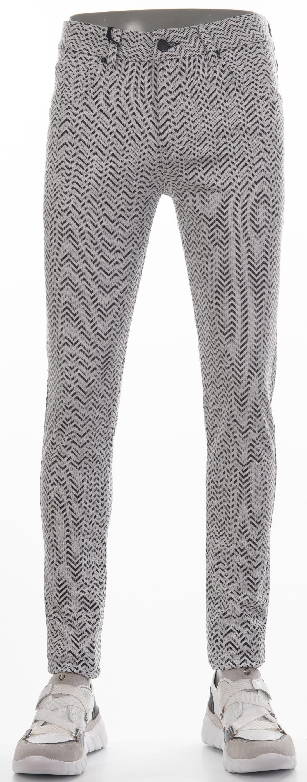 Gri Zigzag Desenli Pantolon