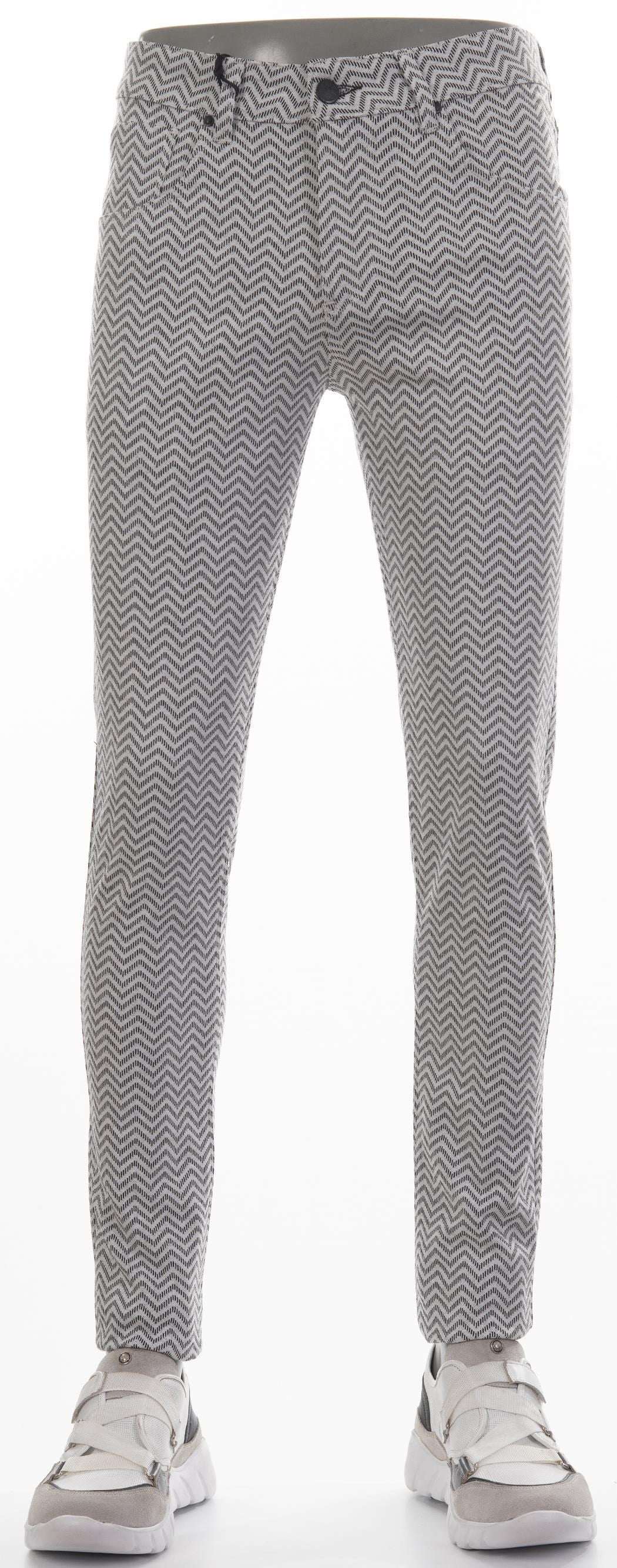 Gri Zigzag Desenli Pantolon