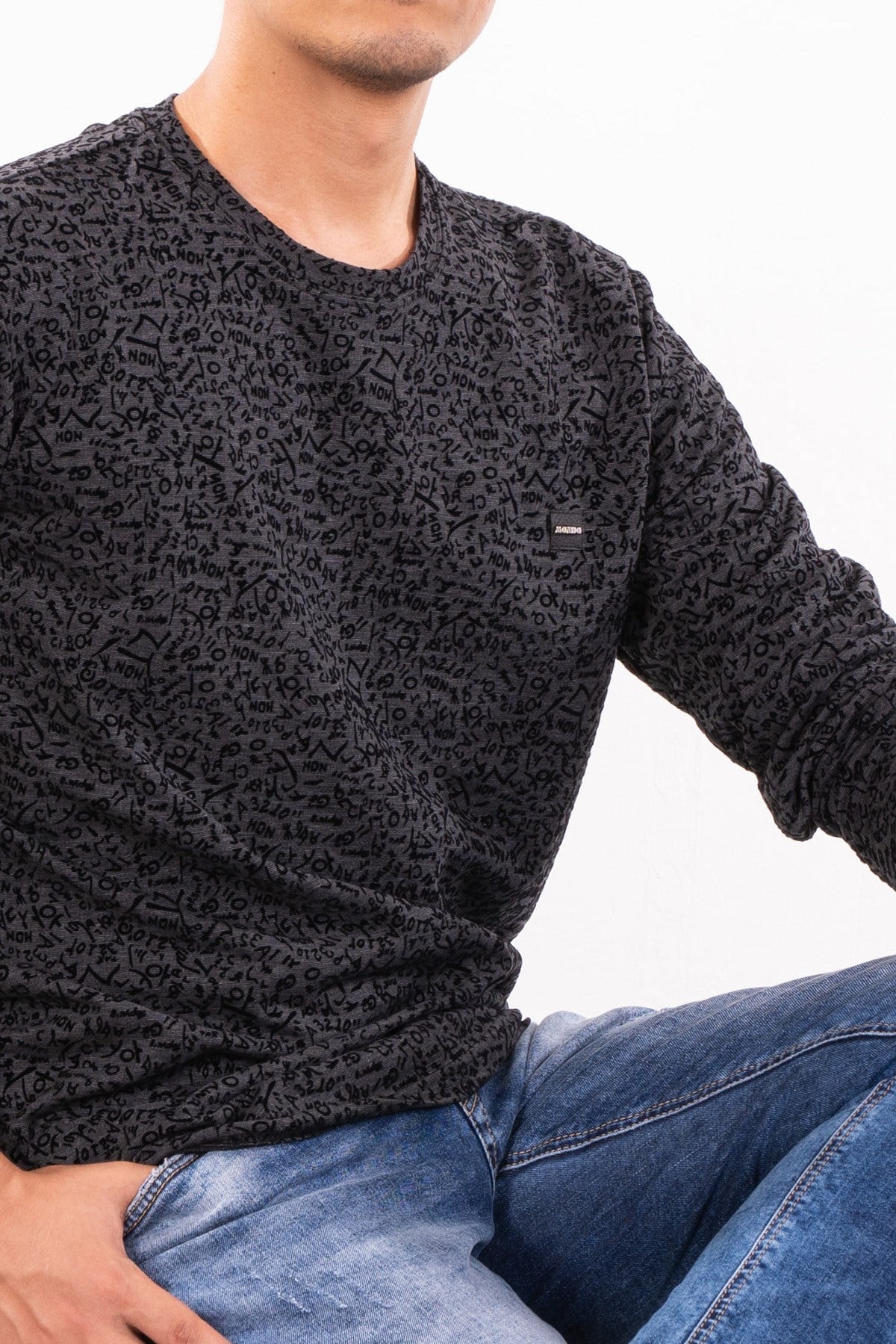 Karma Kabartma Desenli Sweatshirt