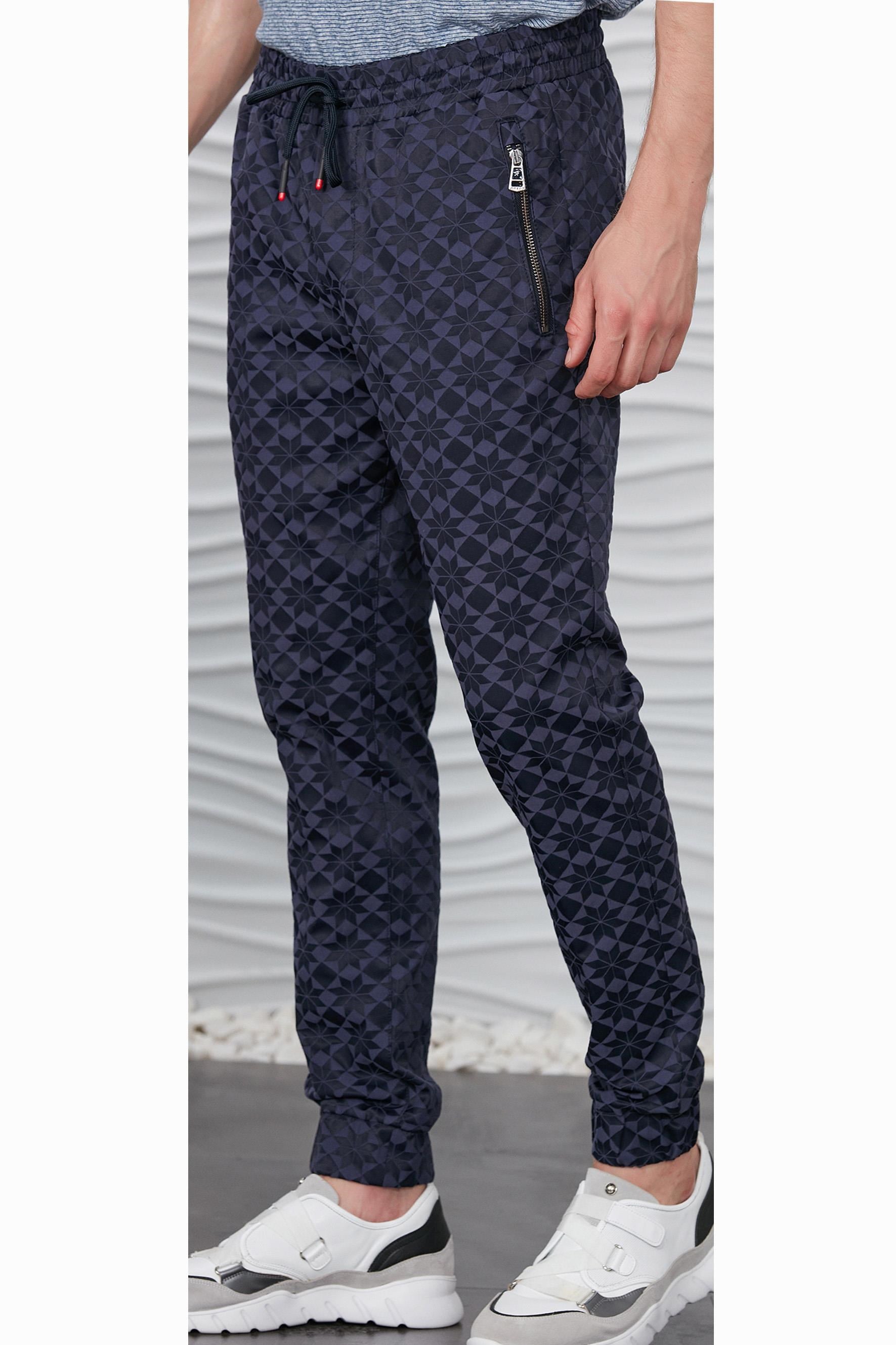 Lacivert Desenli Jogger Pantolon