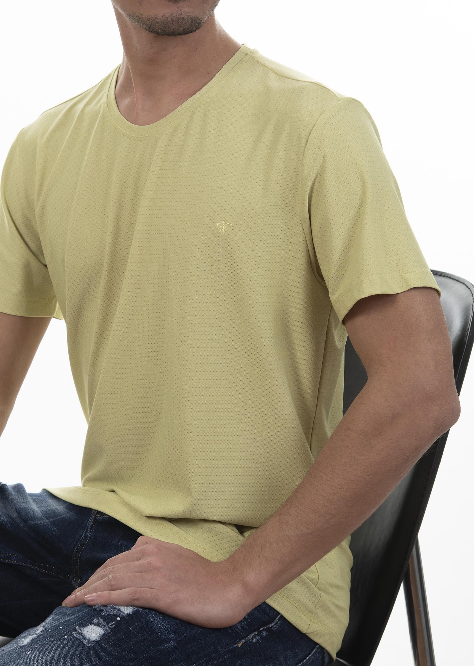 Logo Nakışlı Fıstık Yeşili Basic T-Shirt