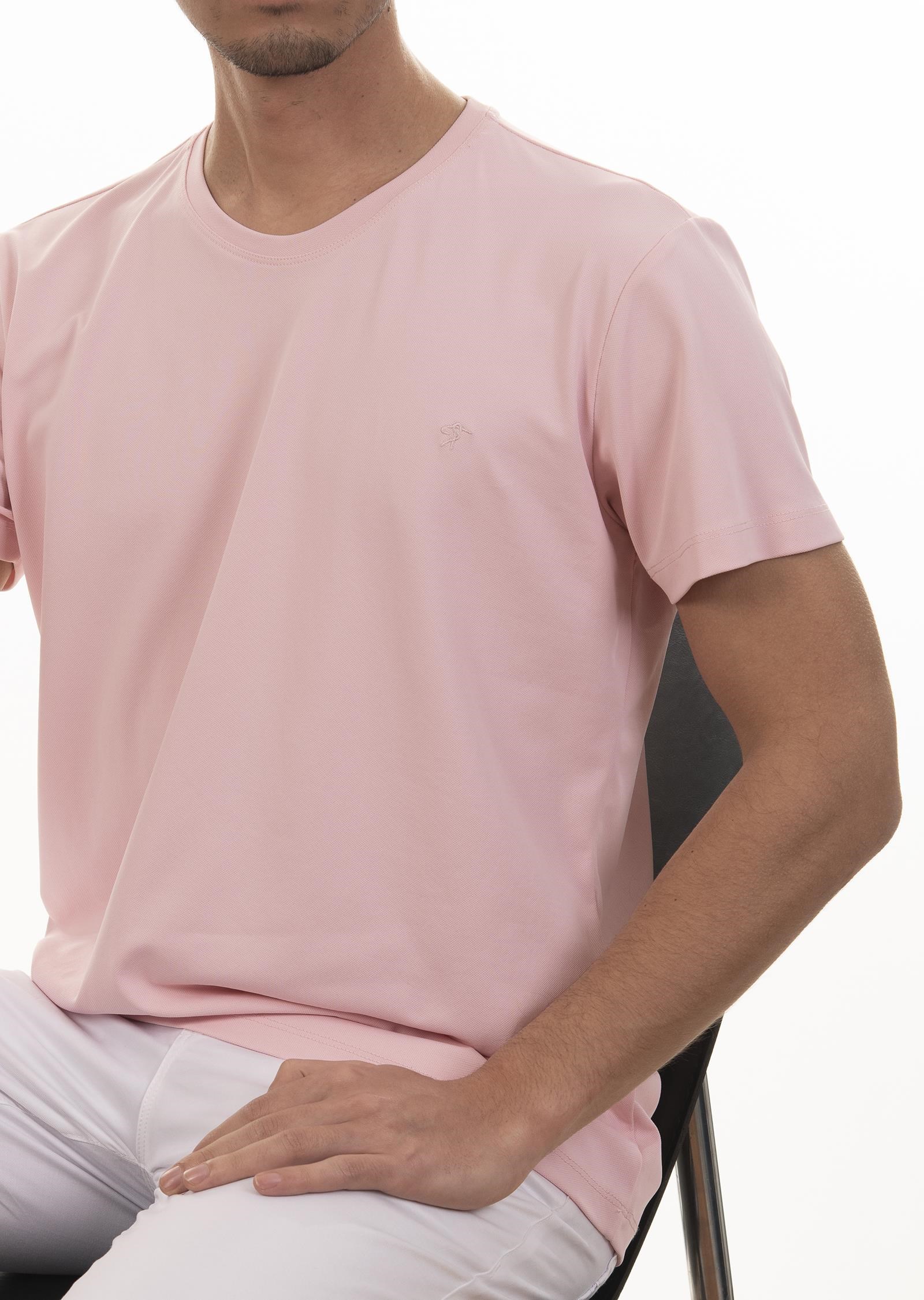 Logo Nakışlı Pembe Basic T-Shirt