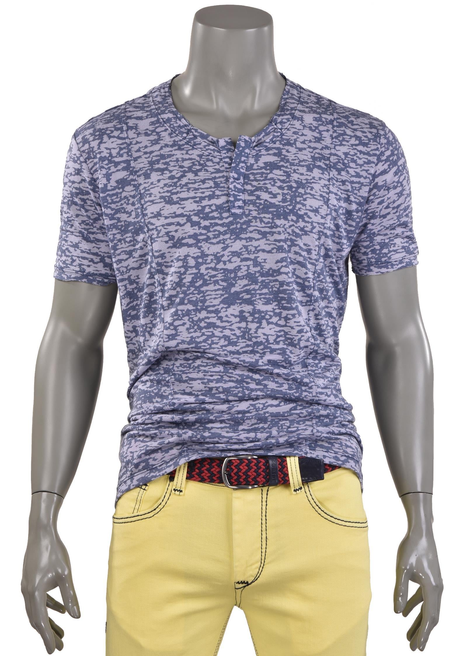 Mavi Açık Yaka T-Shirt