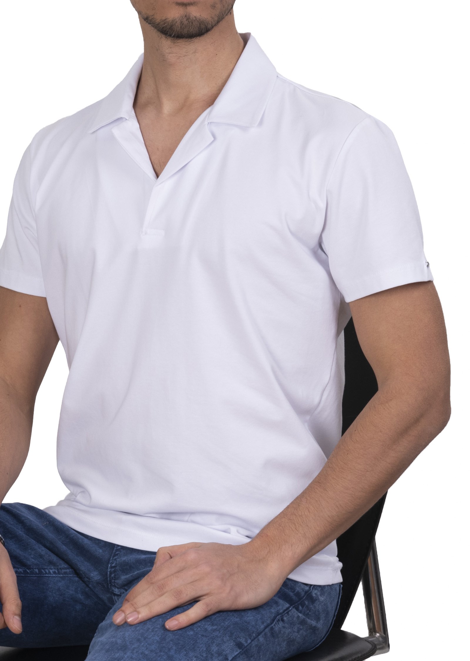 Mondo Beyaz Düğmesiz Polo Yaka T-Shirt