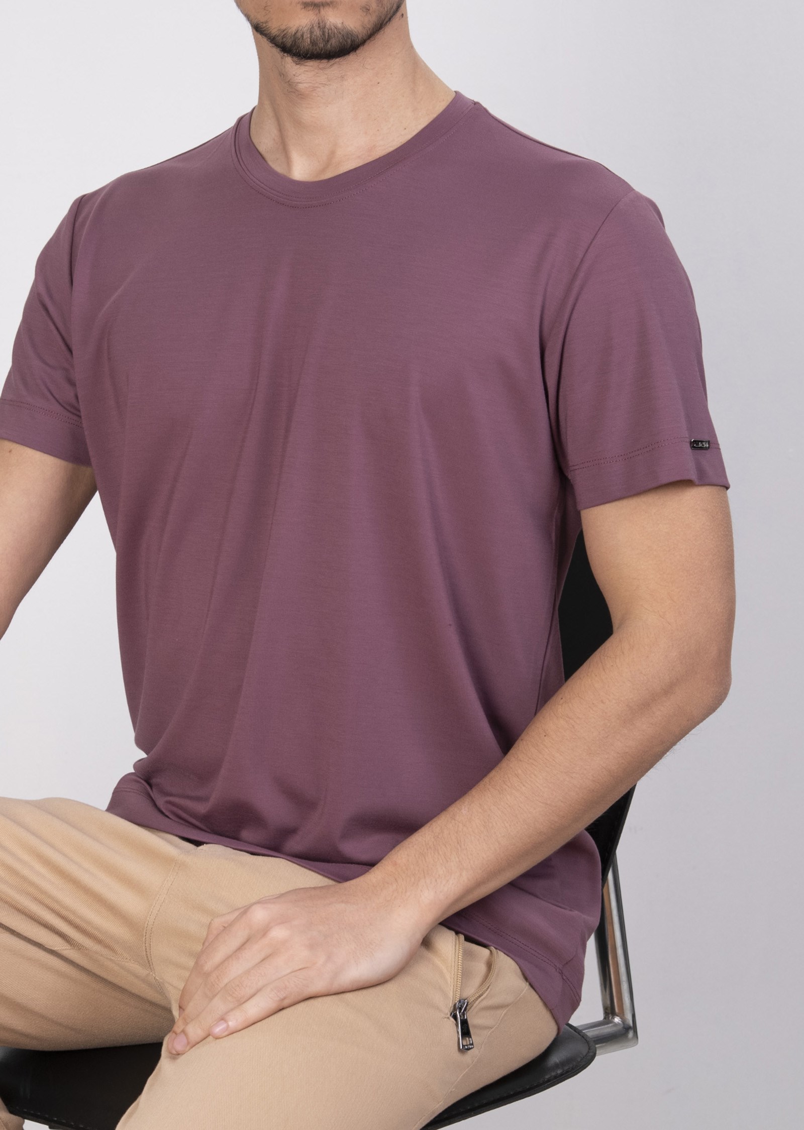 Mondo Pamuklu Gül Kurusu Bisiklet Yaka T-Shirt