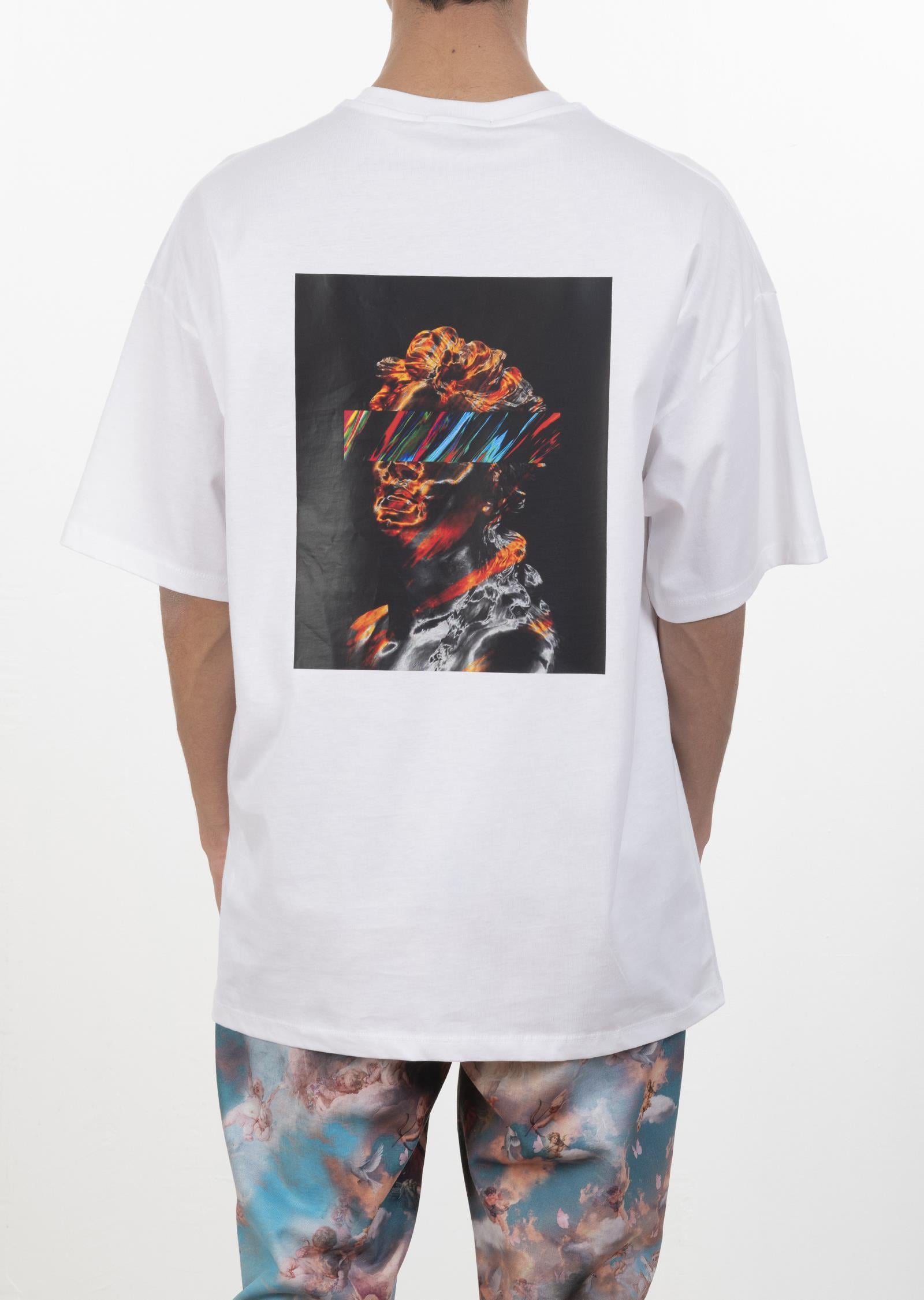 Oversize Beyaz Baskılı T-Shirt