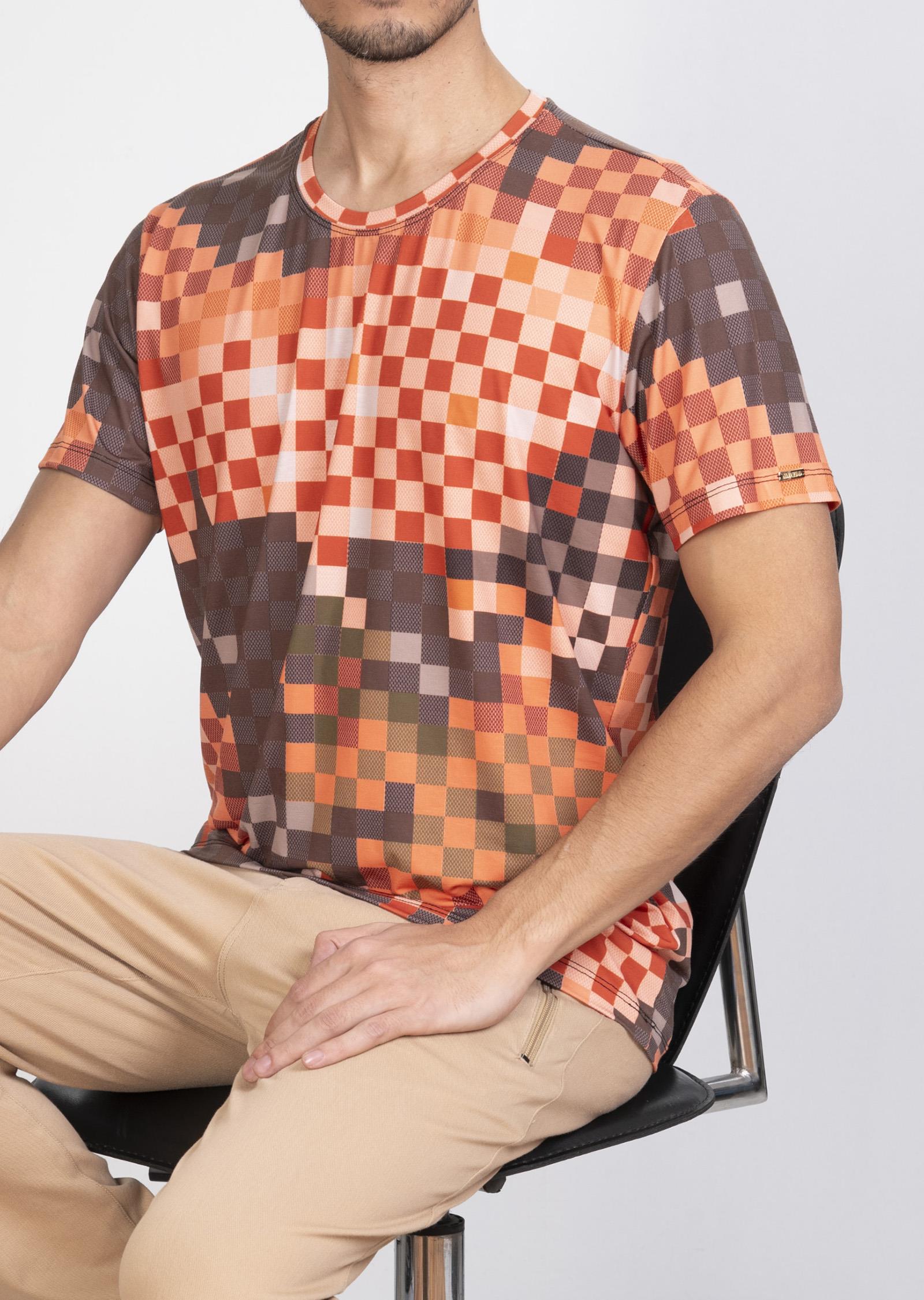 Piksel Desenli Turuncu T-Shirt