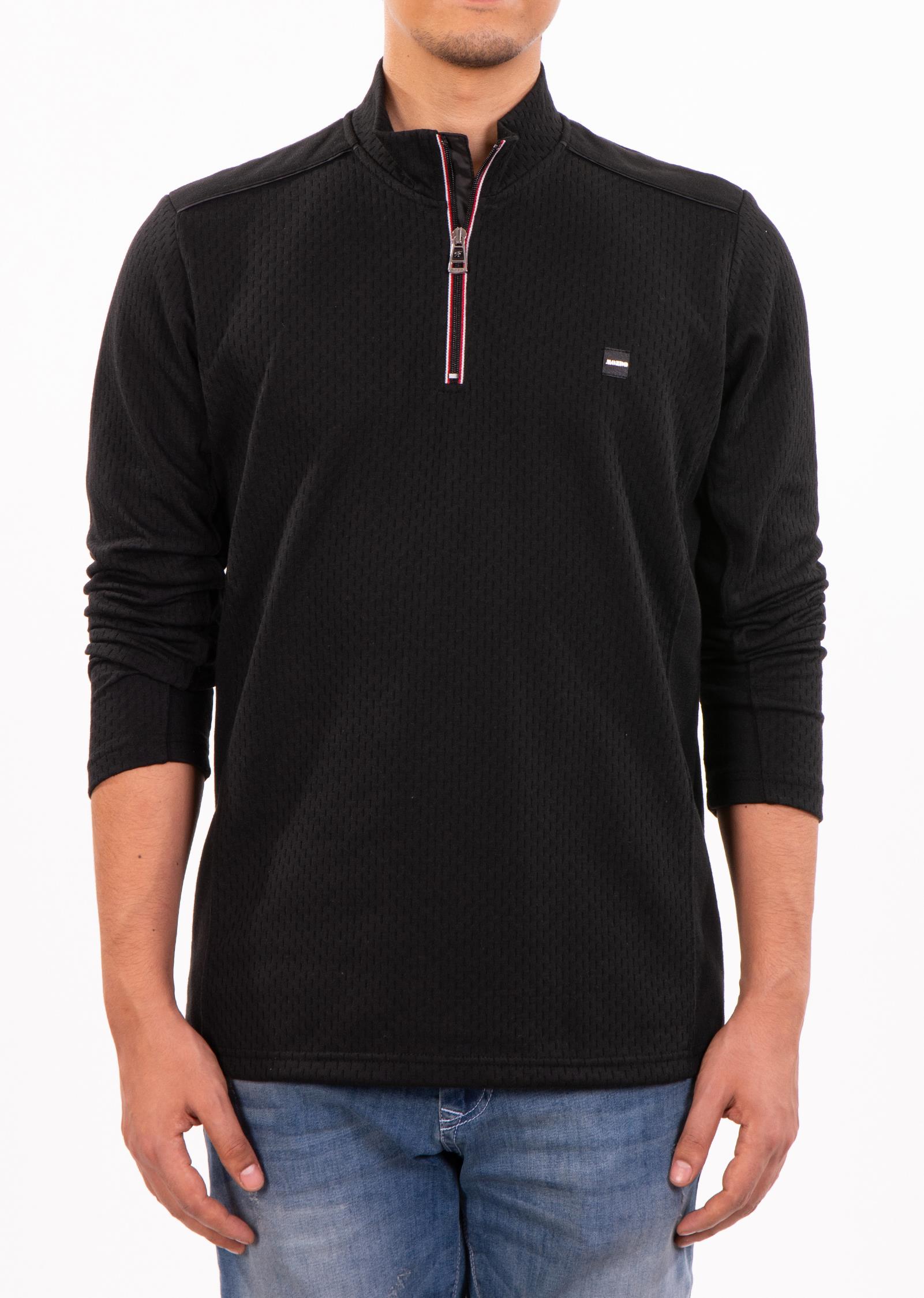 Siyah Dik Yaka Fermuarlı Sweatshirt