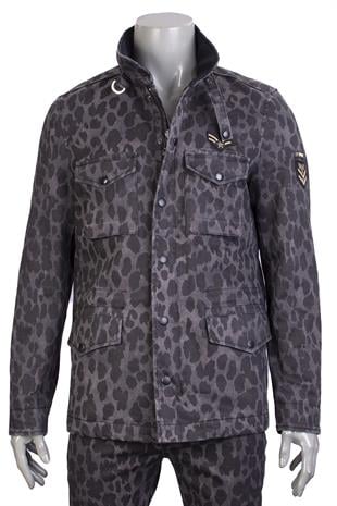 Antrasit Leopar Desenli Ceket