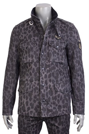 Antrasit Leopar Desenli Ceket