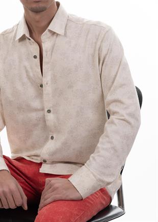 Desenli Krem Gömlek