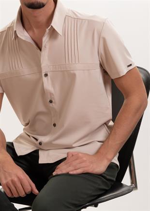 Kısa Kollu Krem Gömlek