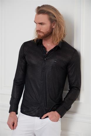 Örgü Desenli Transparan Gömlek