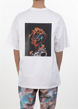 Oversize Beyaz Baskılı T-Shirt