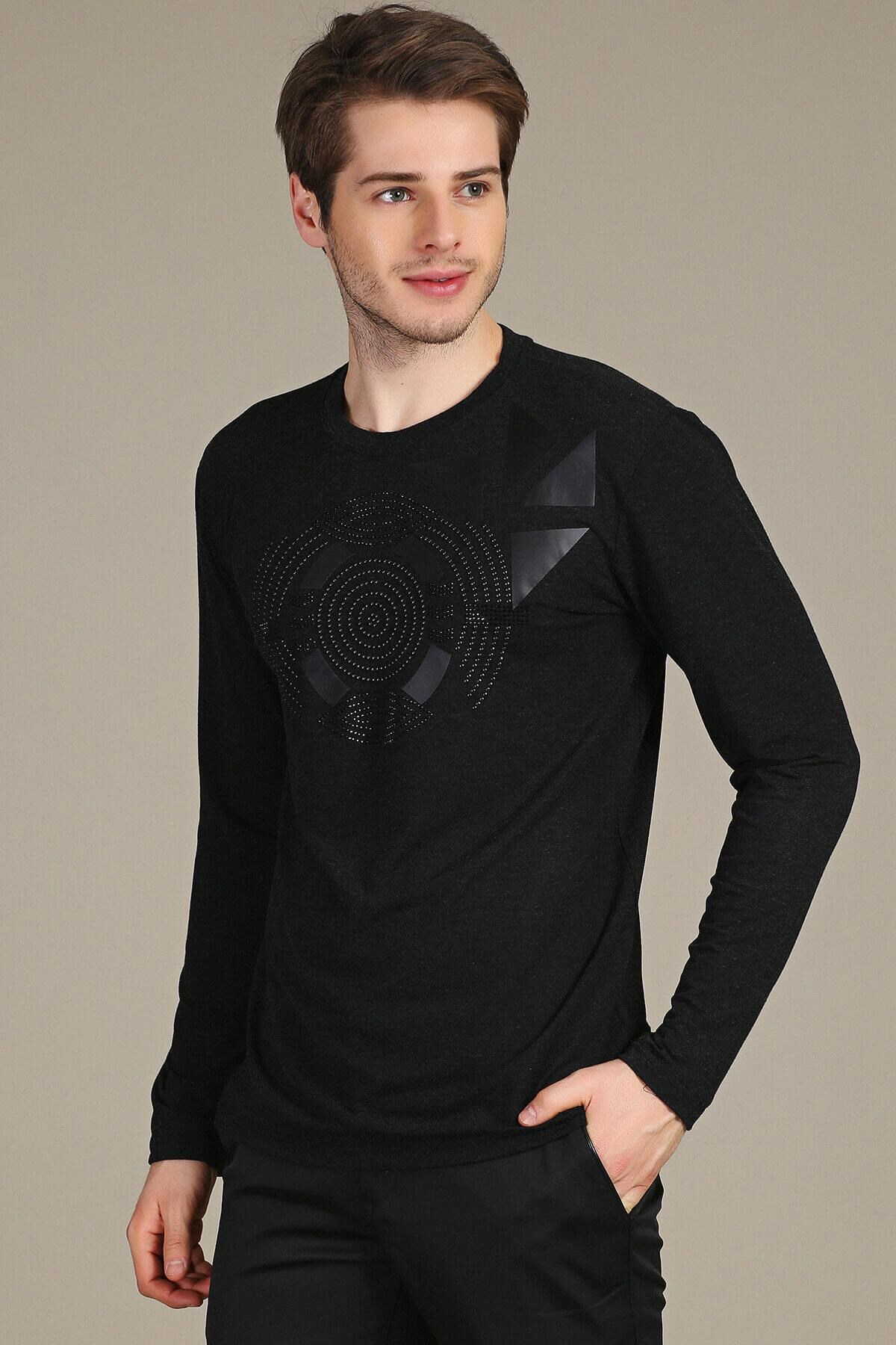 Taşlı Baskılı Sweatshirt