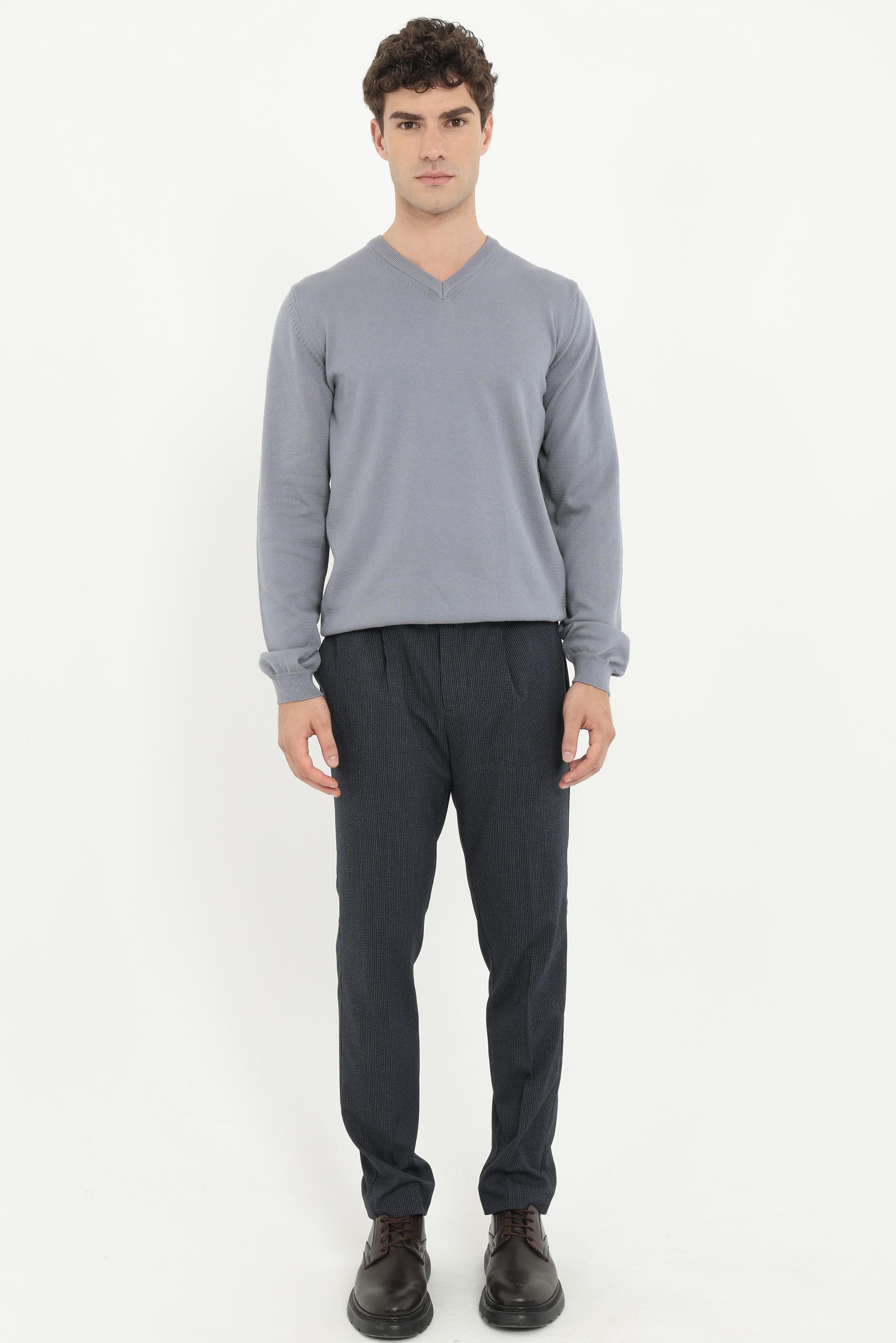 Erkek Regular Fit V Yaka Gri Melanj Triko