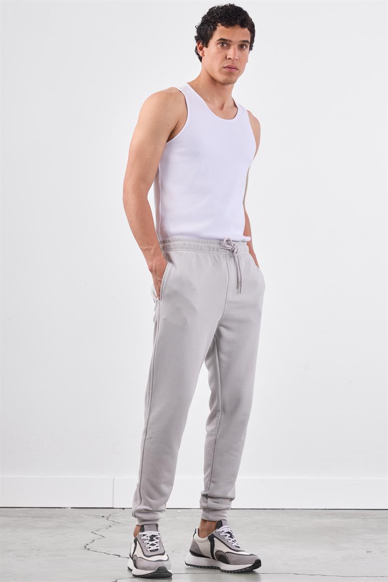 Açık Gri Bağcıklı Erkek Regular Fit Eşofman Altı