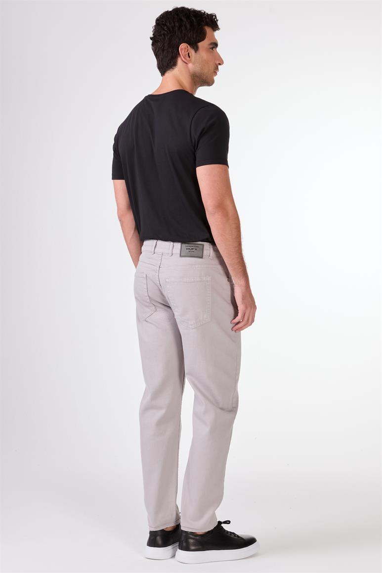 Açık Gri 5 Cep Düz Renk Slim Fit Erkek Pantolon
