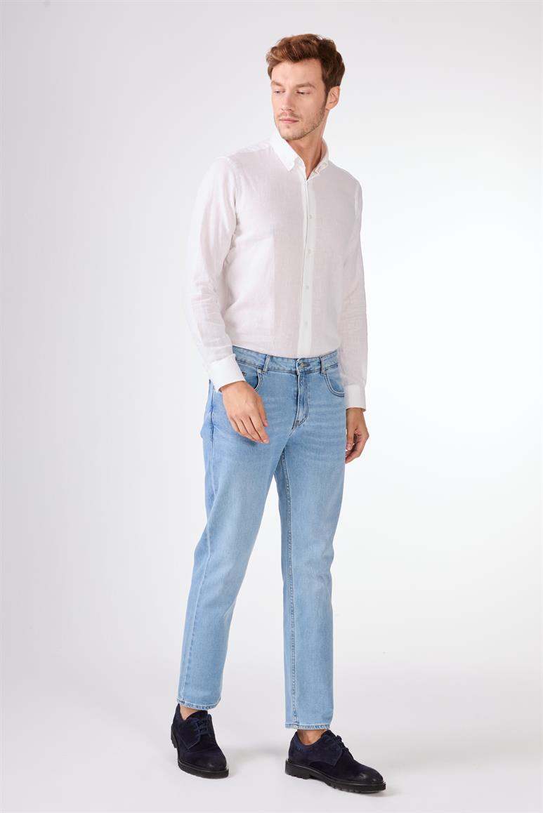 Açık Mavi Regular Fit Erkek Denim Pantolon