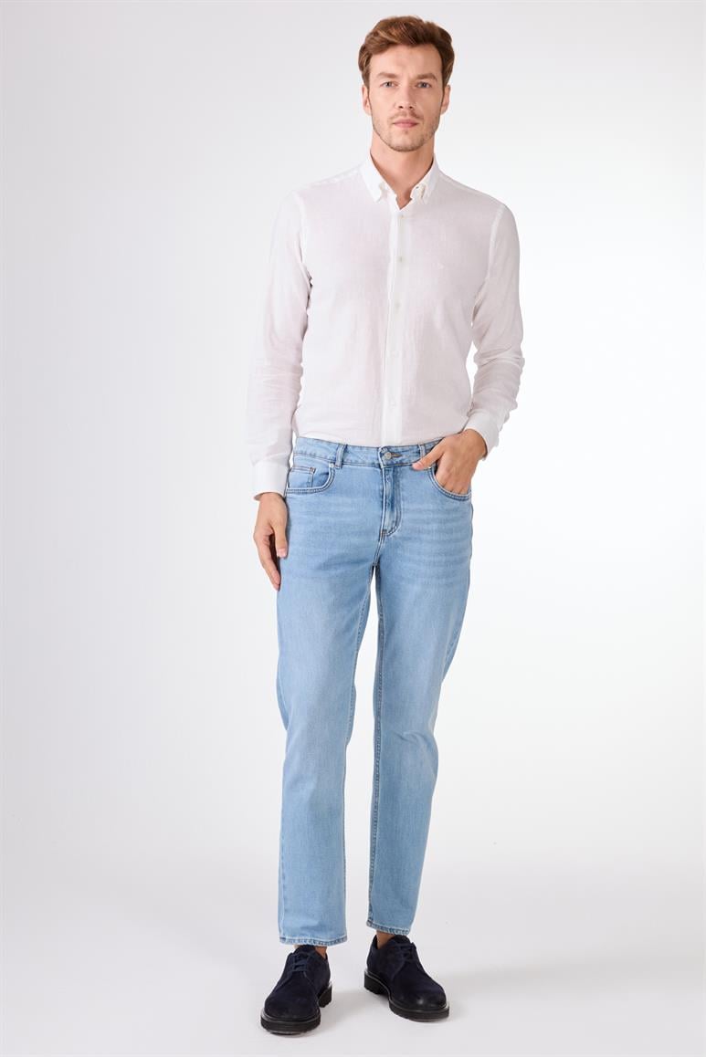 Açık Mavi Regular Fit Erkek Denim Pantolon