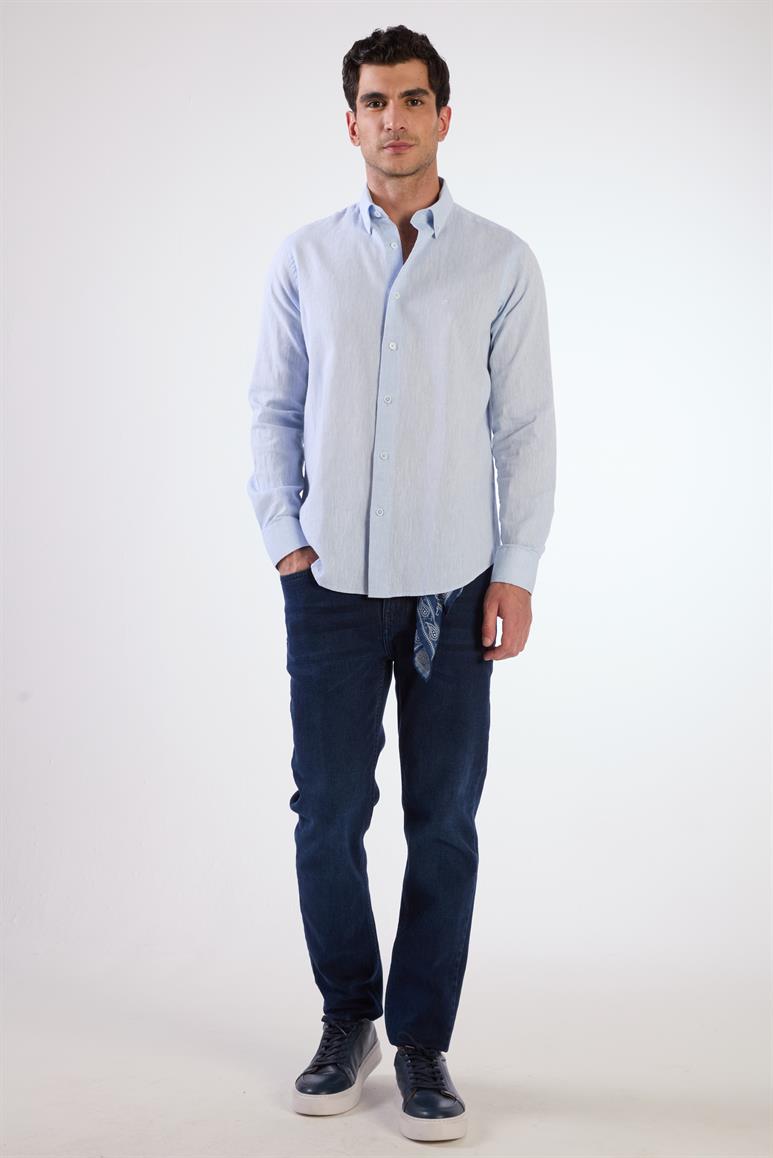 A.MAVİ   DÜZ ERKEK GÖMLEK - REGULAR FIT