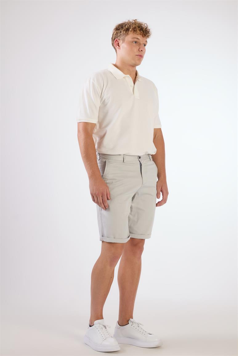 Açık Gri Erkek Regular Fit Düz Casual Short 