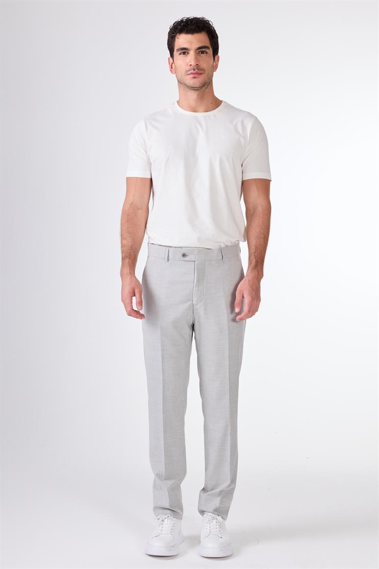 Açık Gri Erkek Regular Fit Düz Pantolon 