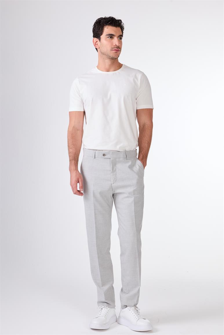 Açık Gri Erkek Regular Fit Düz Pantolon 