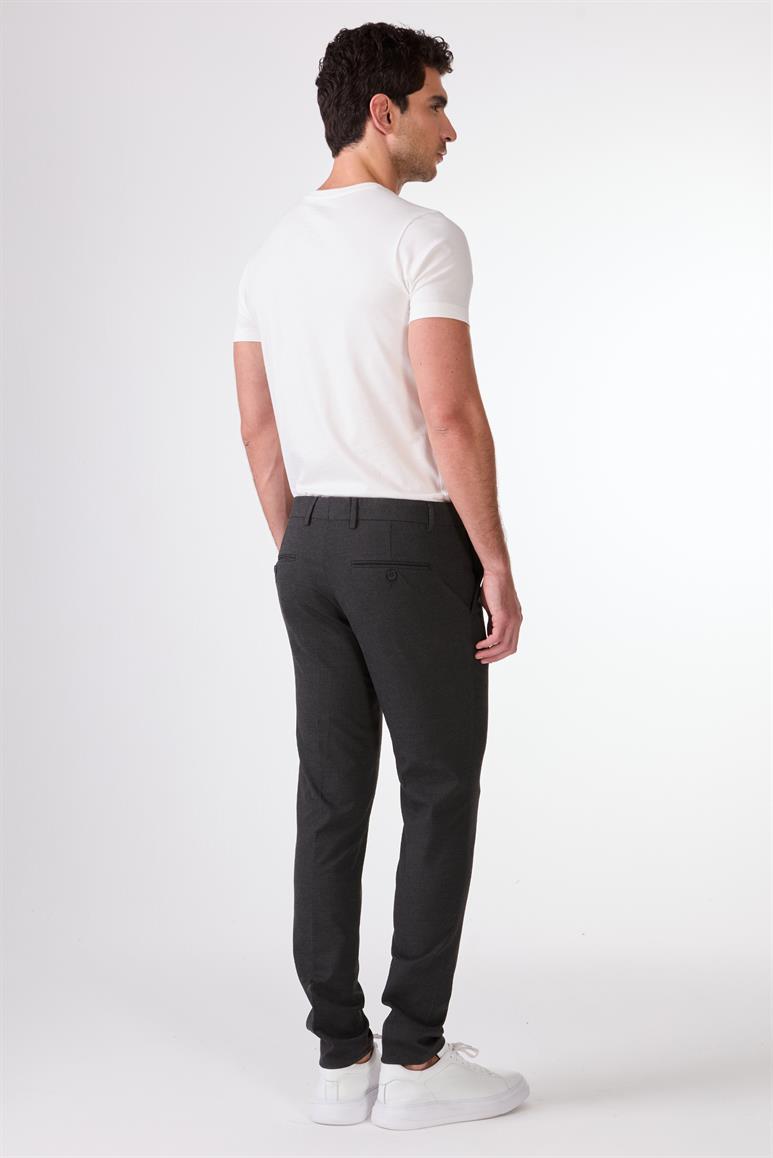 Antrasit Erkek Ekstra Slim Fit Melanj Desenli Klasik Pantolon 