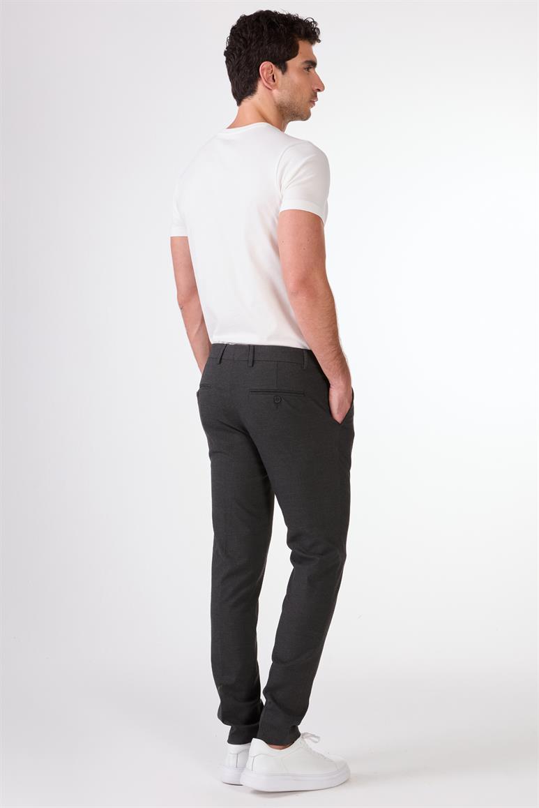 Antrasit Erkek Ekstra Slim Fit Melanj Desenli Klasik Pantolon 