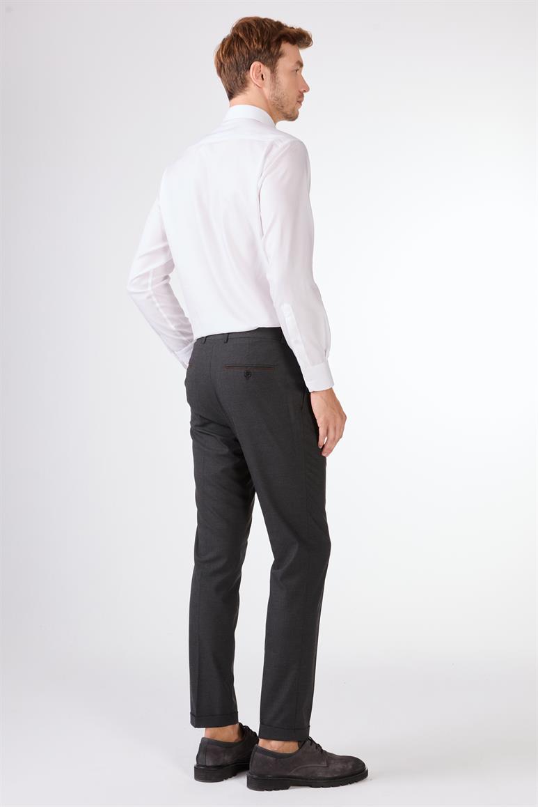 Antrasit Erkek Slim Fit Melanj Desenli Klasik Pantolon 