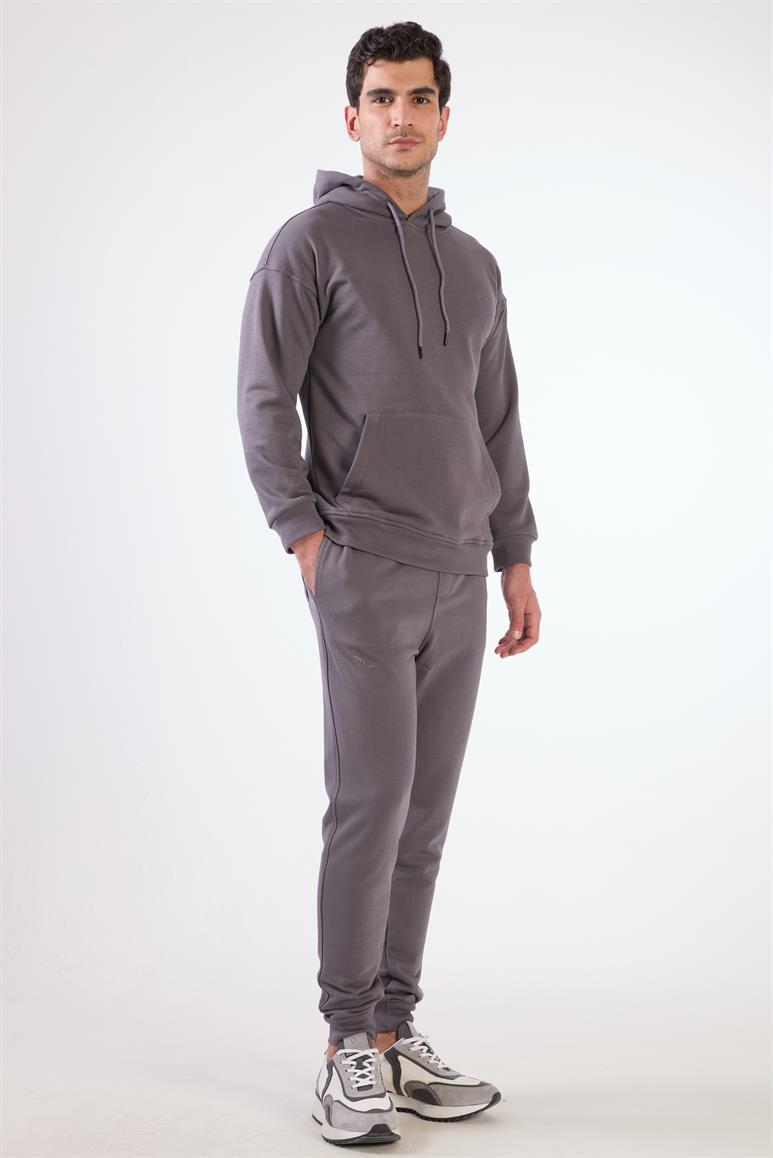 Antrasit Kapüşonlu Kanguru Cepli Regular Fit Erkek Sweatshirt