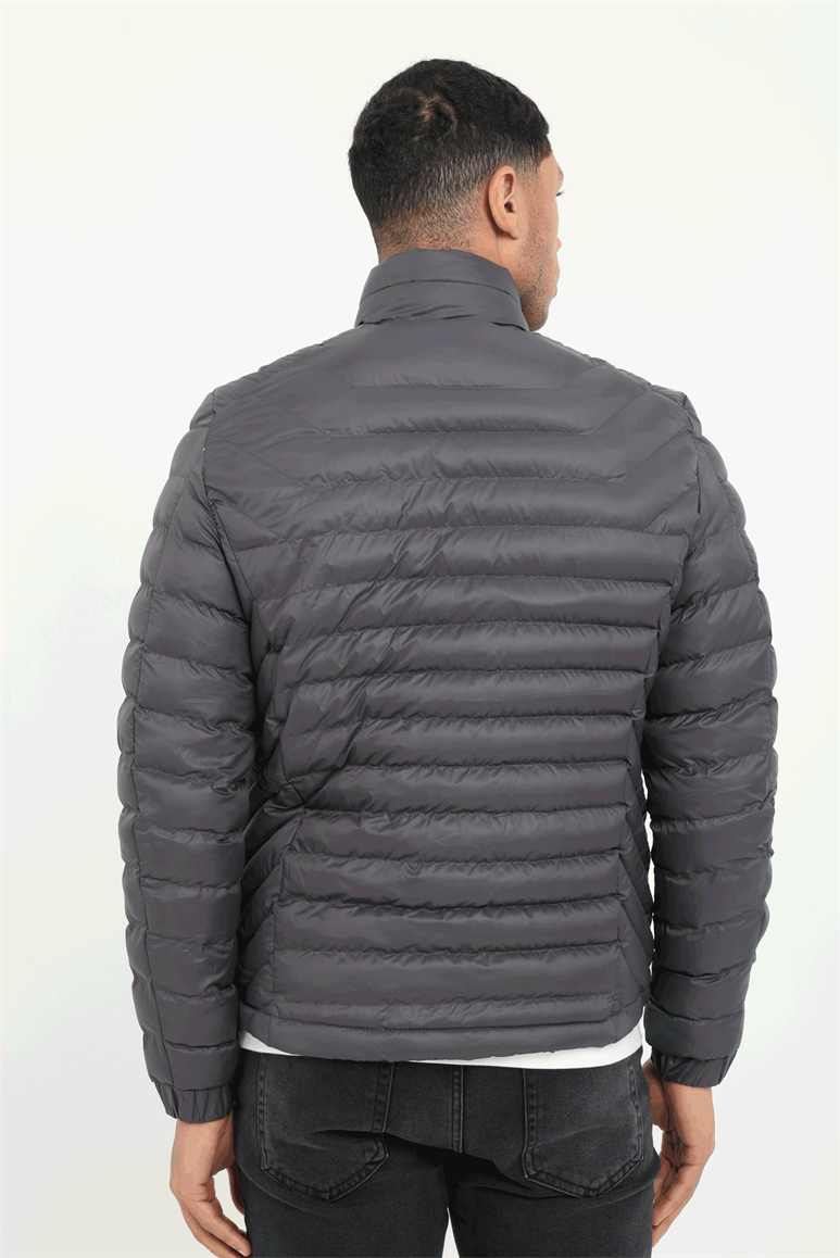 Antrasit Kapitone Slim Fit Erkek Mont