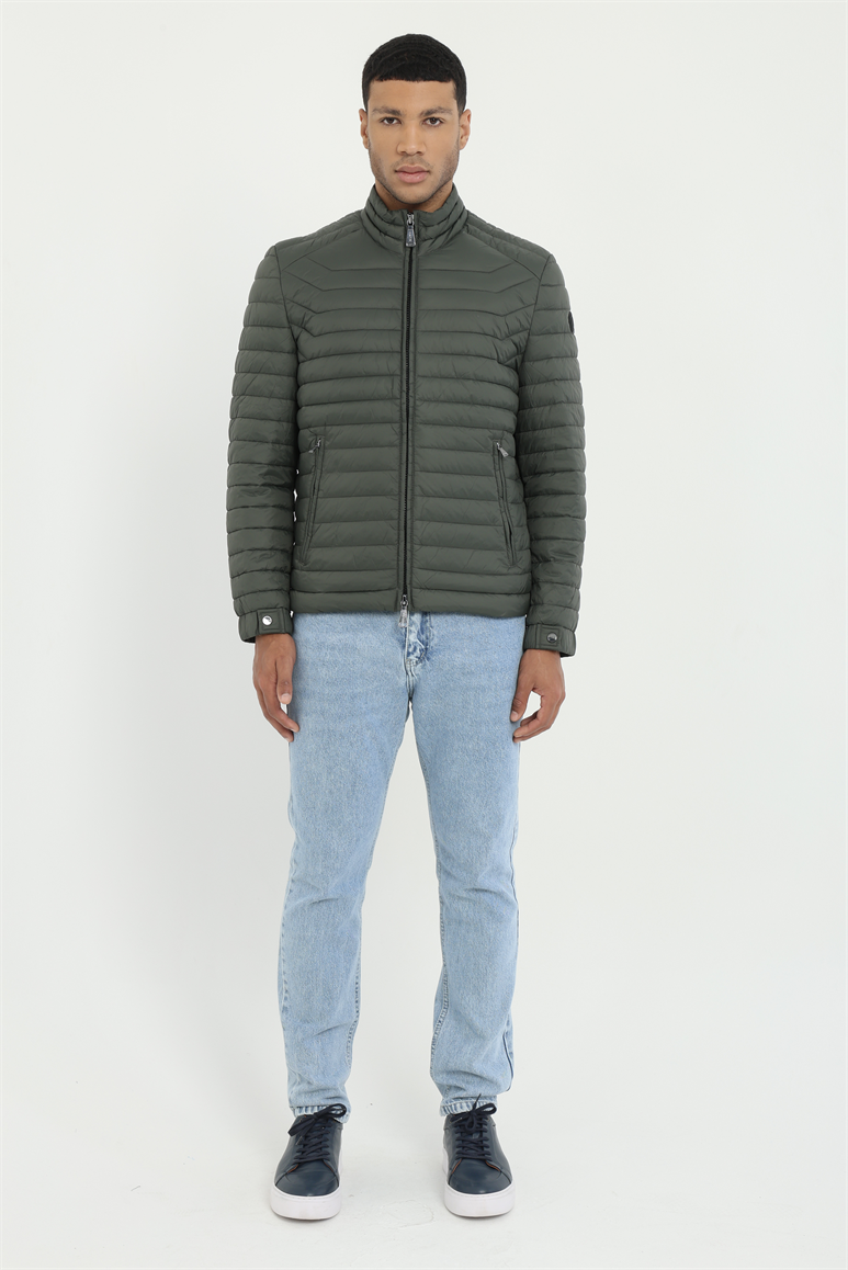 Haki Dokuma Basic Erkek Mont