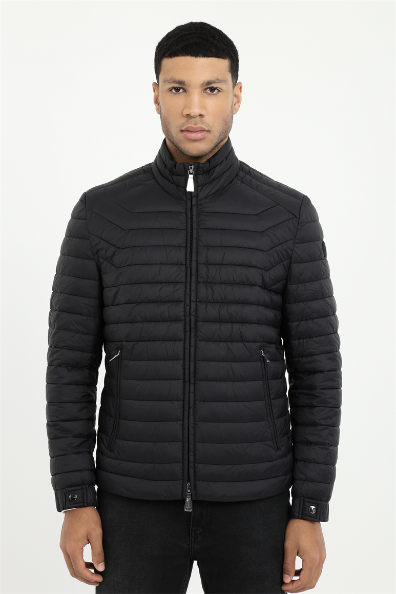 Siyah Dokuma Basic Erkek Mont