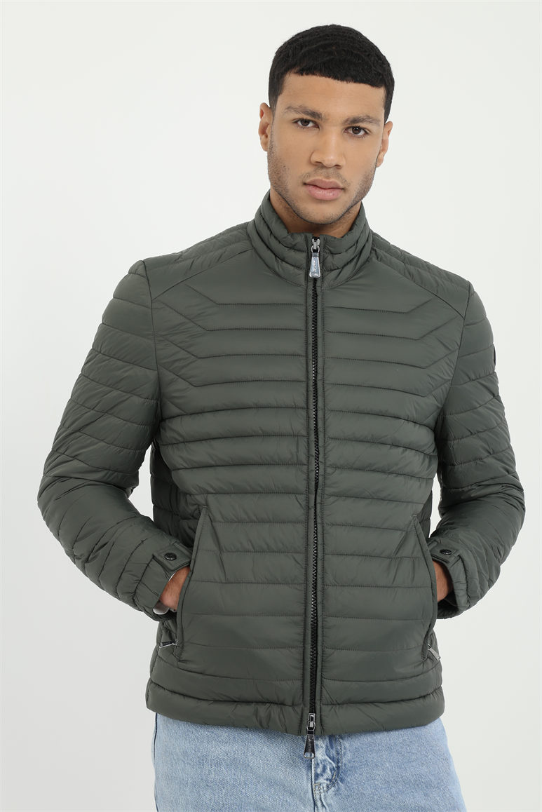 Haki Dokuma Basic Erkek Mont