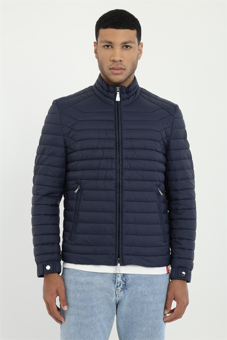 Lacivert Dokuma Basic Erkek Mont