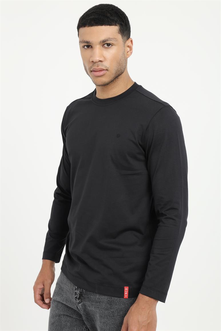 Siyah Basic O Yaka Erkek Uzun Kollu T-Shirt
