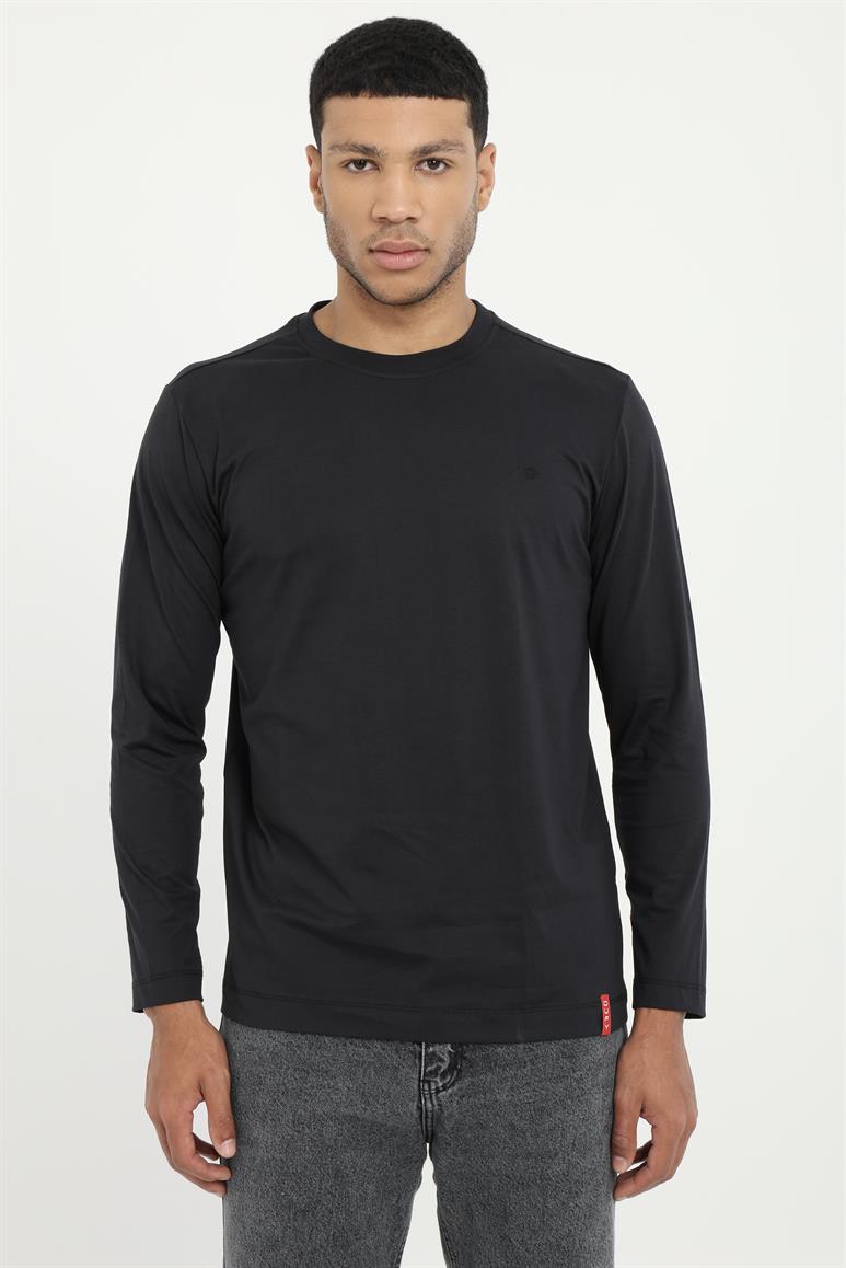 Siyah Basic O Yaka Erkek Uzun Kollu T-Shirt