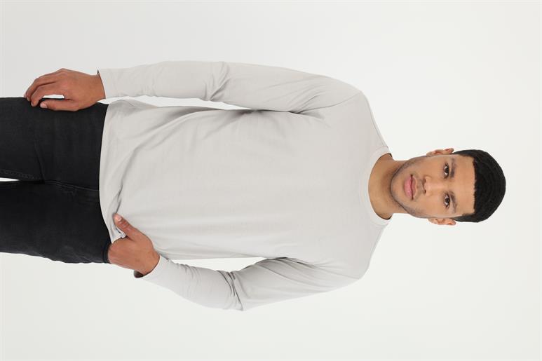 Gri Basic O Yaka Erkek Uzun Kollu T-Shirt