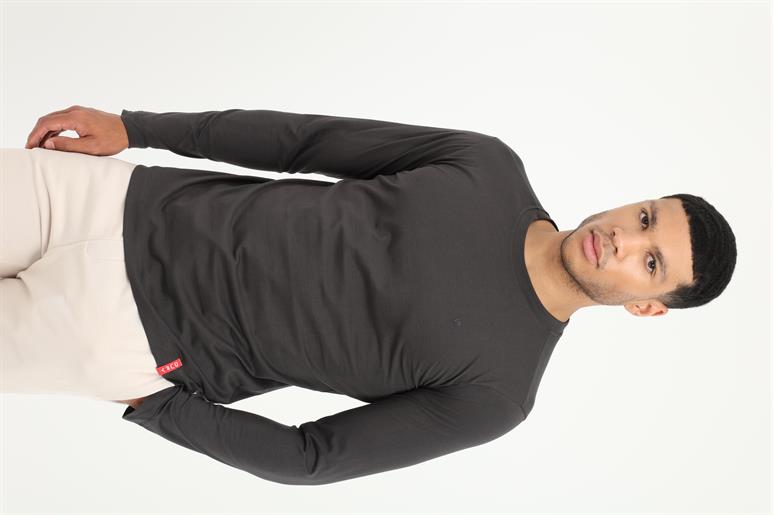 Antrasit Basic O Yaka Erkek Uzun Kollu T-Shirt