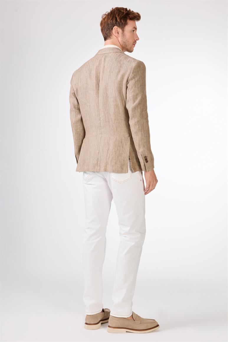 Bej Mono Yaka Slim Fit Erkek Ceket