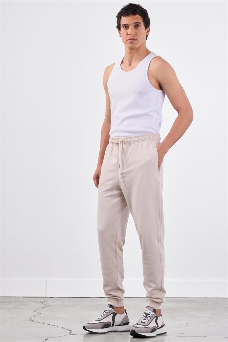 Bej Bağcıklı Erkek Regular Fit Eşofman Altı